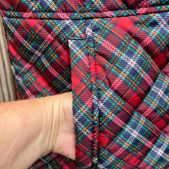 KIM ROGERS Tartan Red Snap Full Zip Puffer Vest Women’s  Medium - Picture 4 of 10